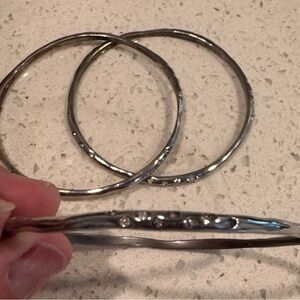 Silver Bangle Bracelets Set